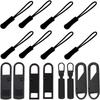 8 Replacement Metal  Zippers & 8 Removable Zipper Pulls | Universal Sliders for Bags, Luggage, Shoes, Clothing | Repair Kit