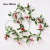 Garland Red Berry For Christmas Decoration Easter Decorations Artificial Leaf Holly Leaf Leaf Vine