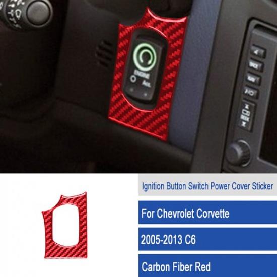 Luxury Red Carbon Fiber Front Start Button Panel Sticker For Corvette C6 05-13