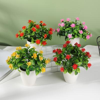 Eye-catching Faux Rose Bonsai Easy Care Vivid Appearance Decoration