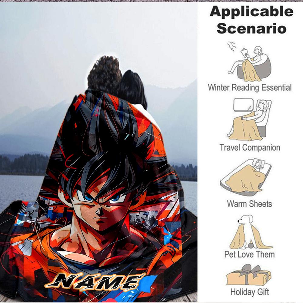 Custom 1pc Dragon Ball Z Battle Blanket, Soft And Comfortable Blanket, Casual Warm, Camping Travel Blanket, Birthday Gift Q91239