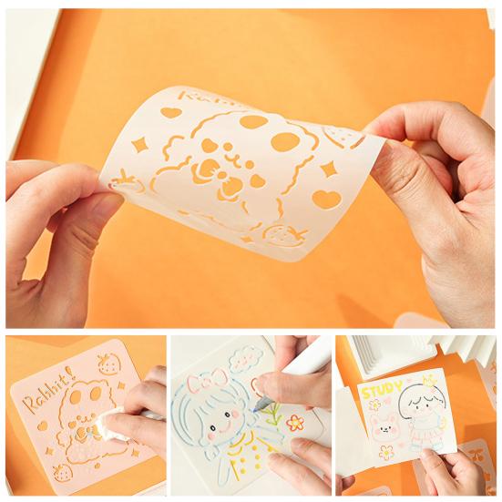 

8 шт. трафареты для рисования, многоразовые шаблоны для скрапбукинга «сделай сам», изысканные мультяшные узоры, шаблон для рисования, канцелярские принадлежности