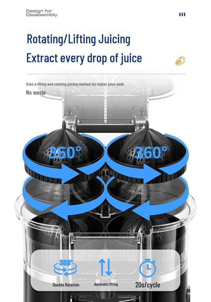 Automatic Dual-Head Juicer: Multifunctional Juicer with Pulp Separation for Fresh Fruit and Orange Juice at Home