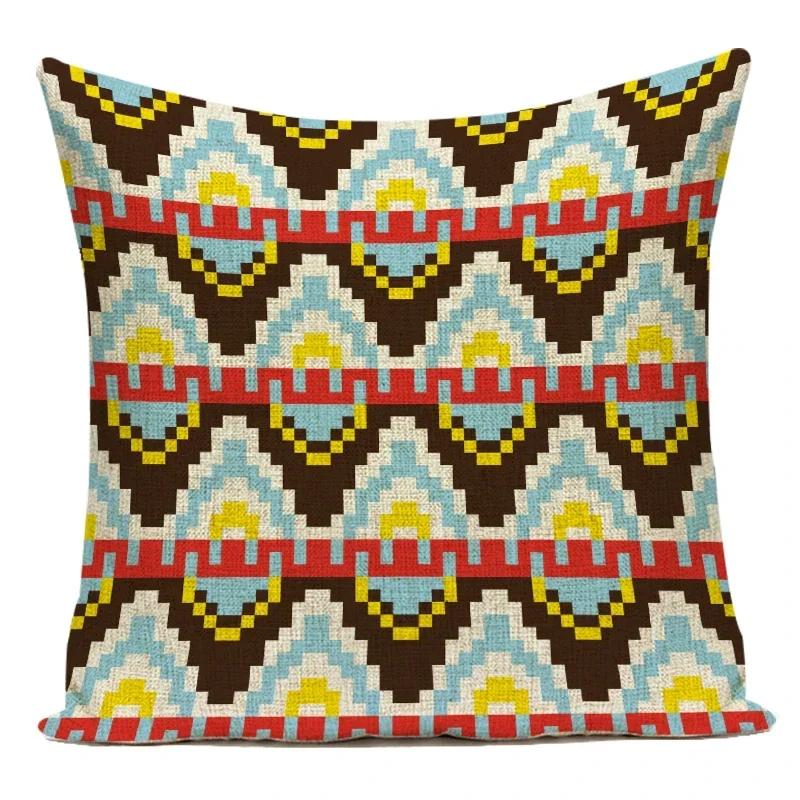 Retro Characters Cushions Case African Woman Sofa Seat Decorative Pillow Cases Abstract Geometry Home Cushion Cover