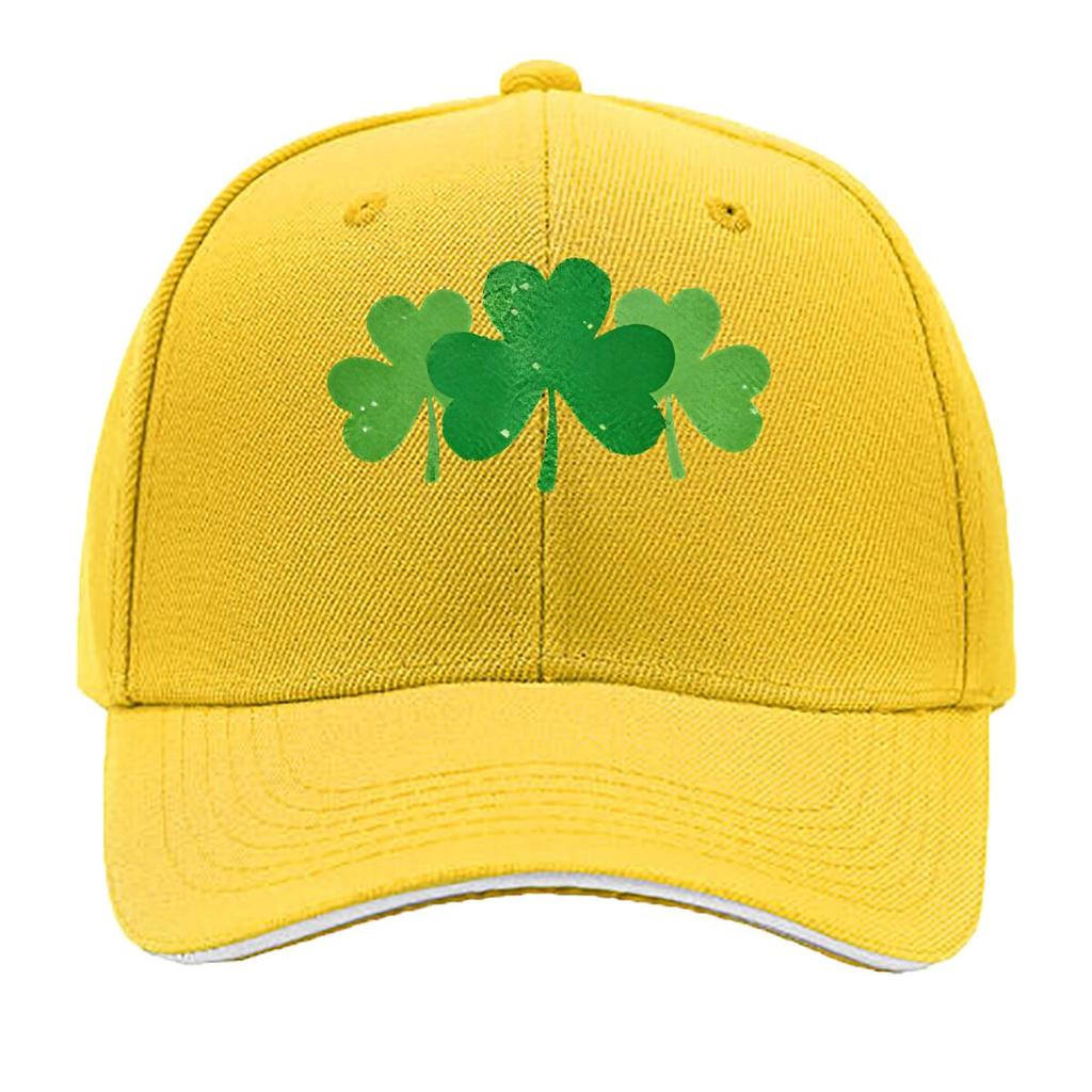 Green Clover Print Baseball Cap  Casual  Adjustable Snapback Ideal for Outdoor Travel and Campi Sandwich Baseball Cap