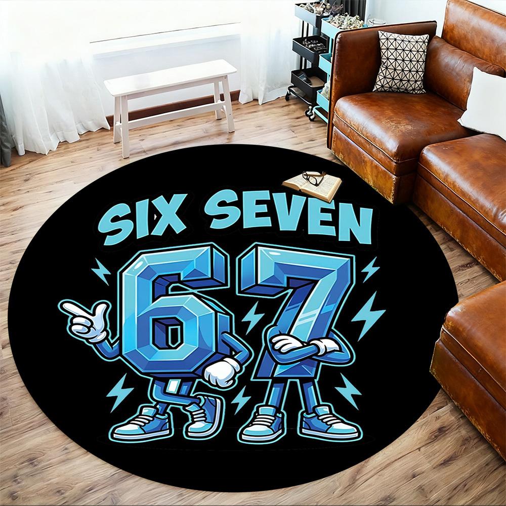 1pc Six Seven Round Chair mat office Area Rug - Non-Slip, Floor Mat for Office, Bedroom, and Indoor Decor p127166