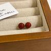Burgundy Doudou Pearl Earrings Women'S Retro Hong Kong Style Red Earrings Raising Ear Holes Ear Sticks Sleeping Ear Accessories