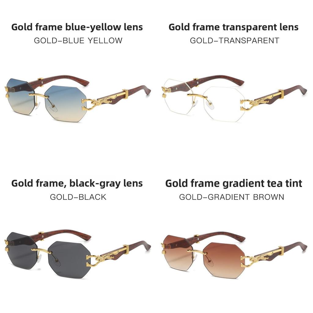 Leopard Pattern Vintage Wooden Frame Sunglasses With Uv400 Protection For Fashion And Driving