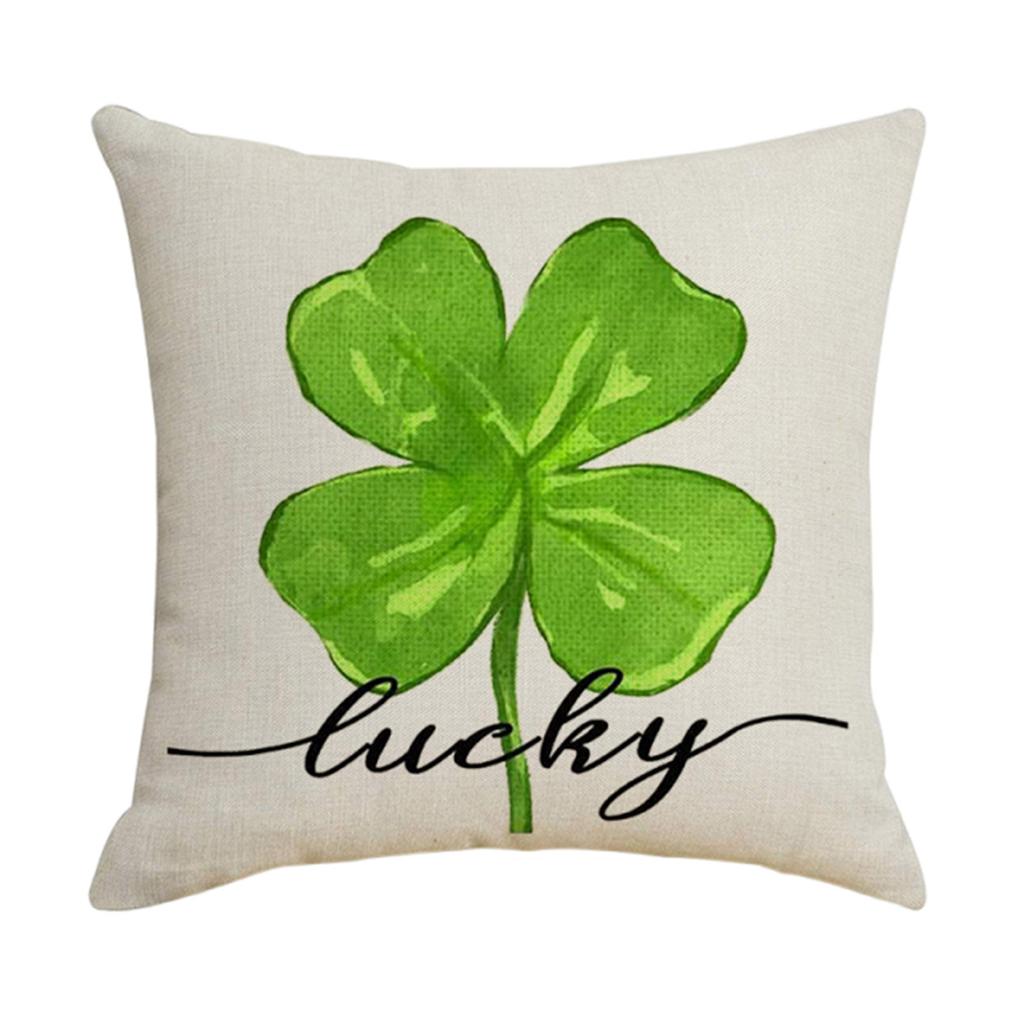 43x43cm St Patricks Day Decorations For Home Cushion Cover Clover Pillowcase Saint Patricks Irish Party Decorative Pillowcase