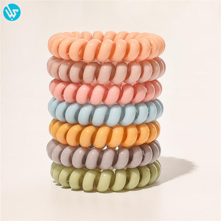 Women Spring Hair Ties Elastic Hair Band Custom Ponytail Holder Telephone Line Phone Cord Hair Ring