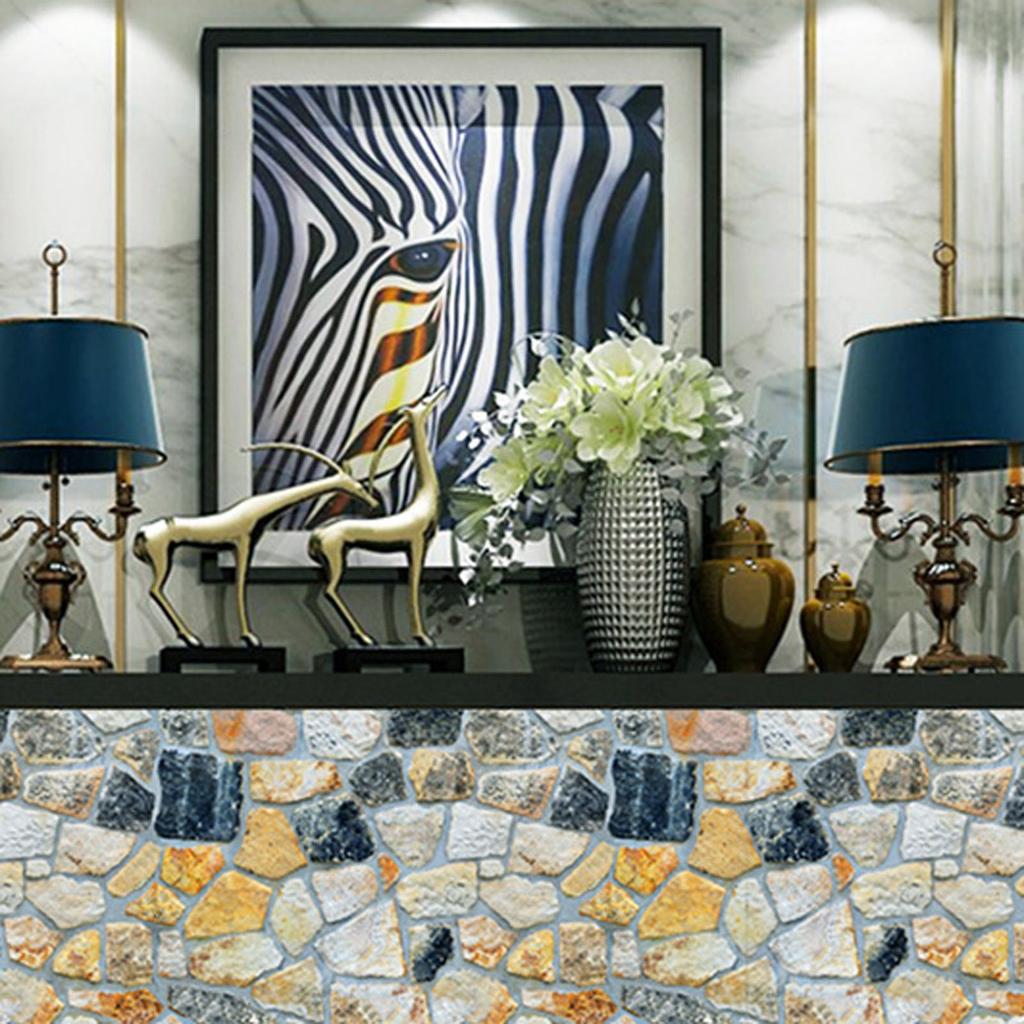 45cmx10m Simulated Stone Wallpaper Home Brick Grain Wall Sticker Colorful Rock Pattern