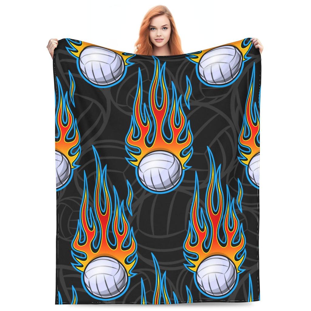 Volleyball Print Flannel Blanket Bedspread Nap Blanket Sports Theme Blanket