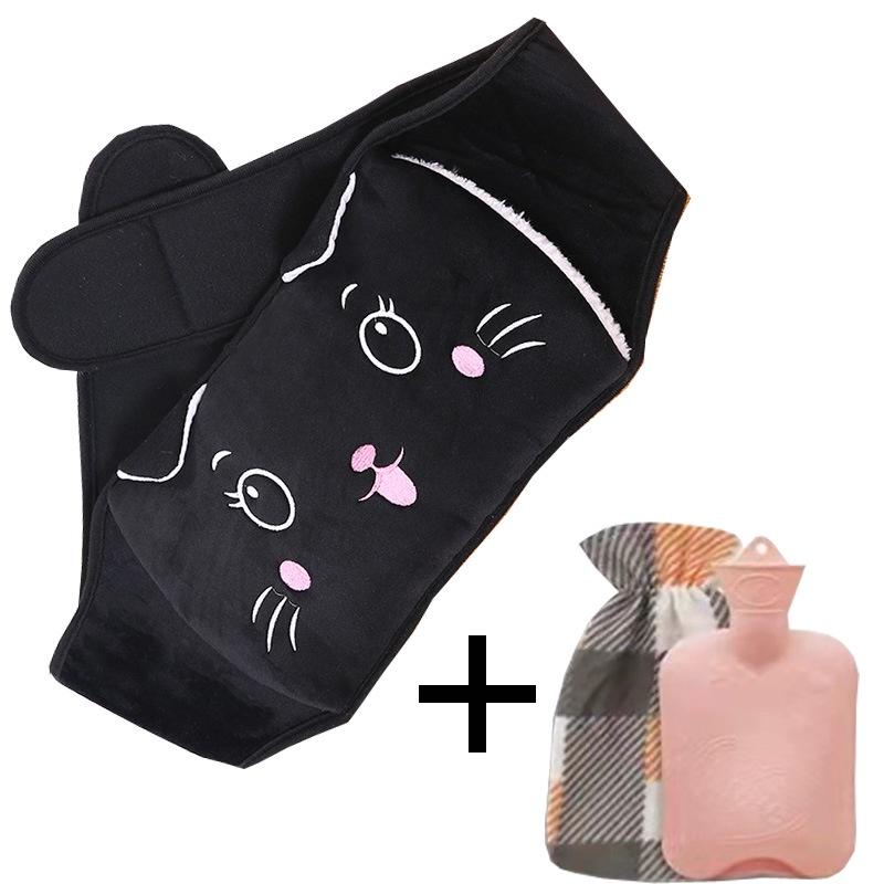 

Protection Plush Waist Warm Water Bag Hot Compress Warm Waist And Hand In Winter BlackCat