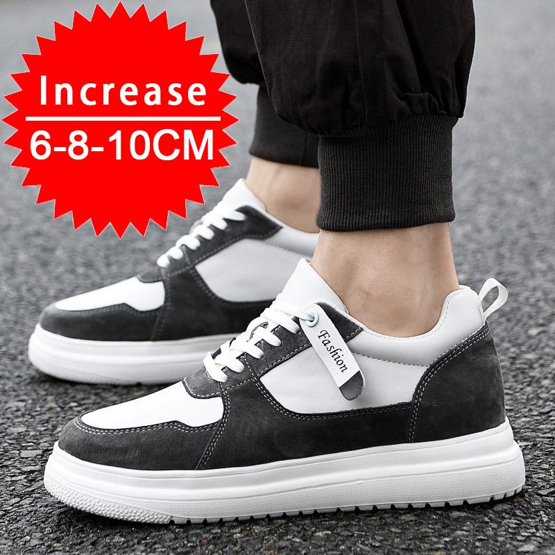 Sneakers da Uomo Scarpe con Rialzo Aumentano l'Altezza Soletta 7-8CM Scarpe con Tacco Alto Vera Pelle Scarpe Sportive