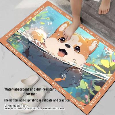 Creative Cartoon Cat Non-Slip Diatom Bathroom Mat - Absorbent, Quick-Drying Foot Rug