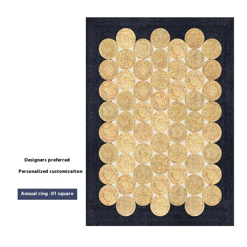 

VIKAMA Original Simple Color Clash Circle Rug Living Room Green Premium Bedside Rug Medieval Style Mat Light Luxury Bedroom Rugs 40X60CM(1.3X2FT