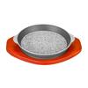 barbecue steak meat round square style grilled rice BBQ steak seafood tray Aluminum edging wood base with stone plate baking pan