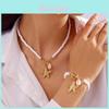 Summer Seashell Necklace And Bracelet Set With Alloy Pendant For Women