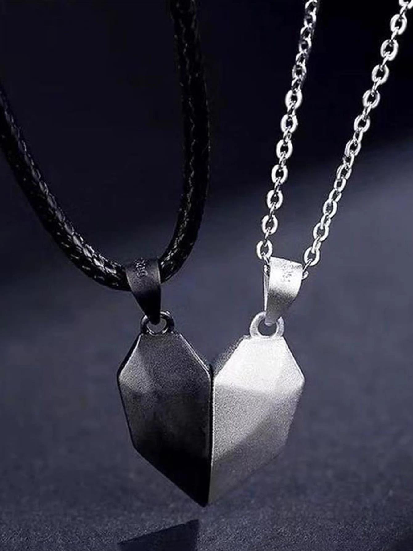 

Набор кулонов для пары через границу - Магнит с камнем желаний, Черный и белый персик (Модель N6056) чёрный