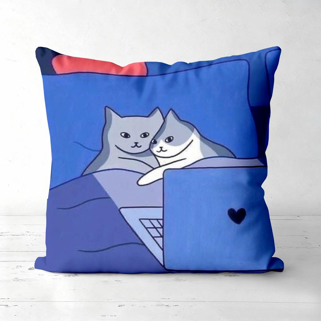Stücke Kuscheliges Katzenpaar Kissenbezüge Polyester Sofa Dekorative Kissenbezüge Kopfteilkissen (Ohne Kissenkern