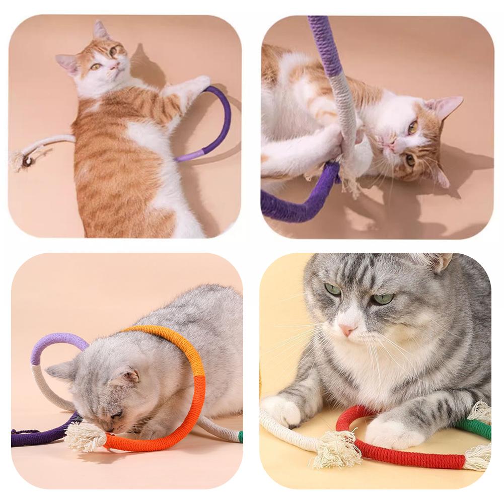 Cat Toys Chew Ropes, Interactive Molar Cotton Chew Rope Toy Teeth Cleaning, Safe Catnip Toys for Cats Rope Chew Toy Pet Supplies