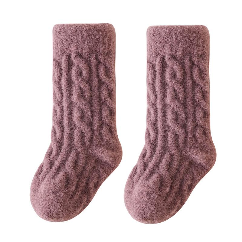 Winter Baby Mid-Tube Socks Fleece Thick Newborn Socks Warm Soft Solid Color Toddler Socks