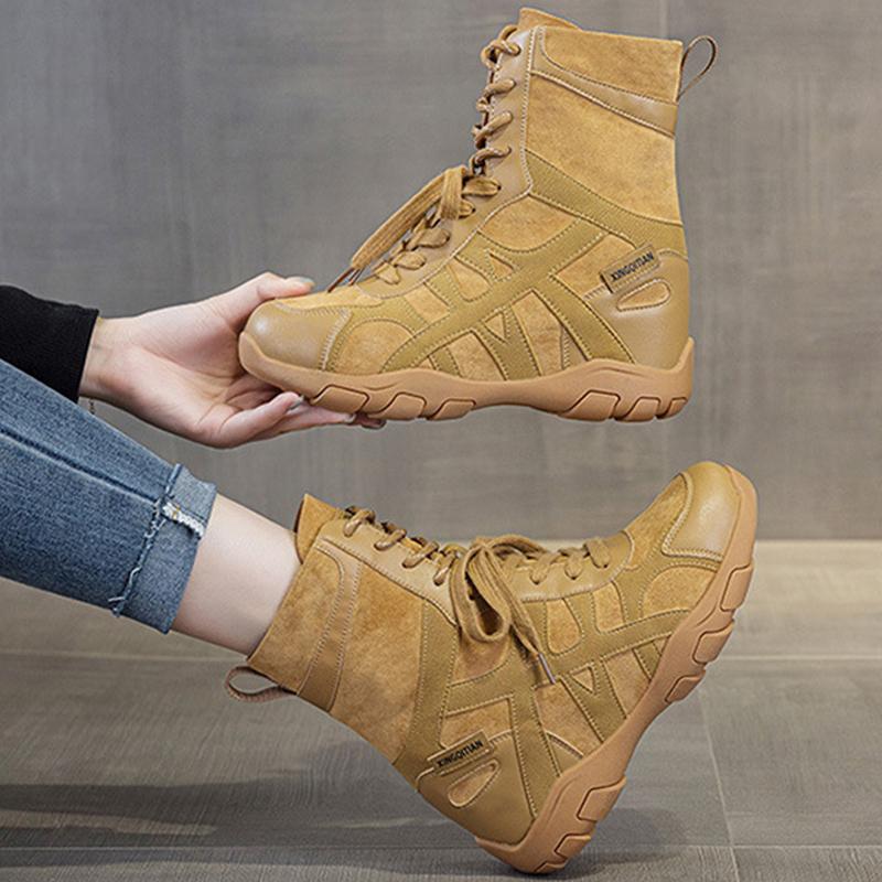 2026 Spring Autumn Shoes Women Genuine Leather Ankle Boots Thick Sole Height Increasing 9cm Ladies Fashion Single Boots