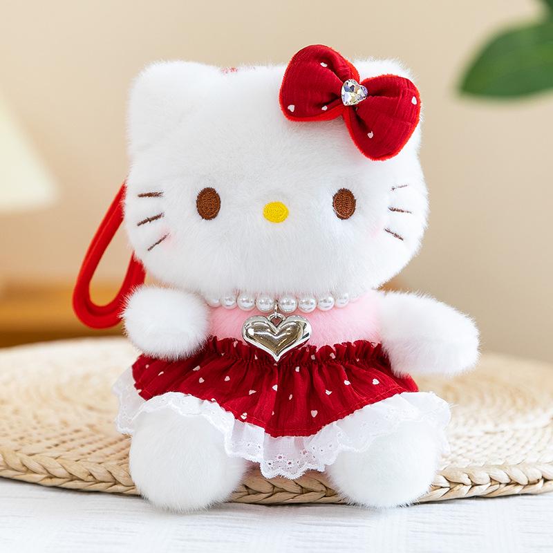 Hello Kitty 6" Pendant Plush Doll with Overalls Keychain