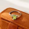 S925 Sterling Silver Natural Crystal Stone Ring Fashion Niche Oval 5 * 7 Olivine Topaz High-end Ring Fashion Jewelry Gift
