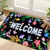 Likiyol Floral Door Mat Outside Entrance, Colorful Flower Welcome Mat Front Door Mat Butterfly Non Slip Doormat Outdoor Indoor E