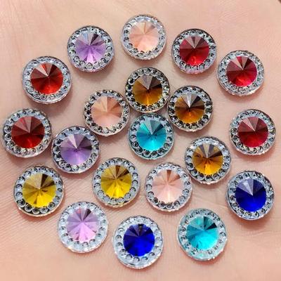DIY 80PCS 10mm Colorful Round Flat Back Stones and Crystal Resin Rhinestone Trim Gems For Costume Button Crafts -A33