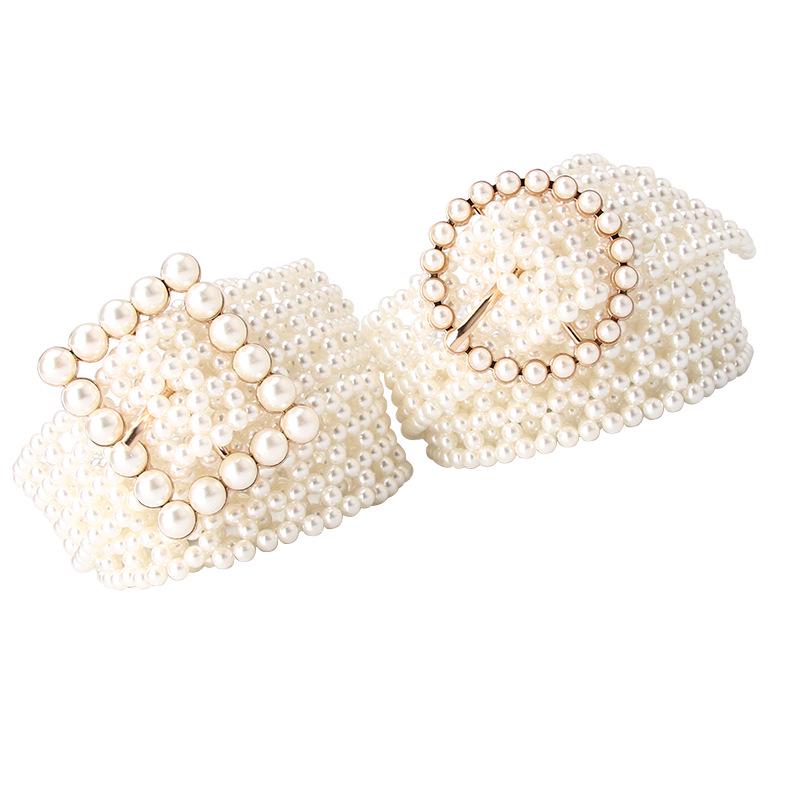Women's Korean Style Pearl Beaded Waist Belt - Elegant & Fashionable Dress Accessory