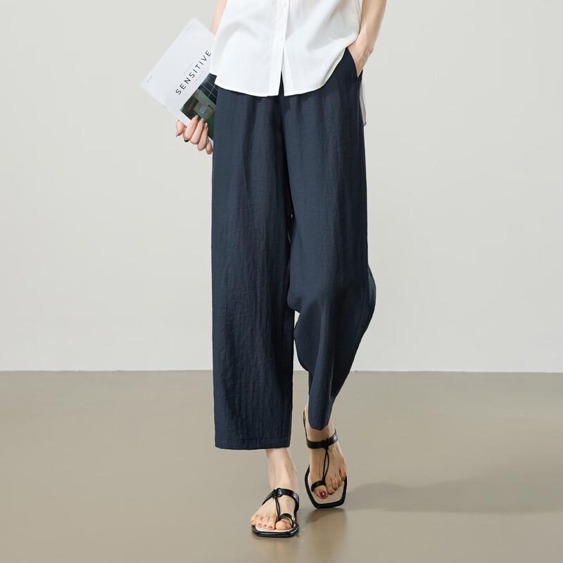 ESE-Y Women s High-Waisted Linen Blend Cropped Harem Pants 30
