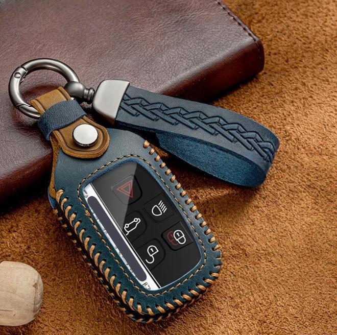 

Шкіряний автомобільний чохол для дистанційного ключа, чохол-тримач для Land Rover Range Rover Sport Evoque Freelander для Jaguar XF XJ XE XJL XFL B style синій