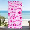 1pc Pink Dog Bone And Paw Print Beach Towel- Fashionable And Cute Pet-Themed Bath Towel, Summer Beach Towel