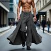 INCERUN Men Zip-up High Waist Double Layers Casual Long Wide Legs Pants Trousers