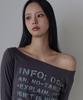 5OML Boat Neck Lettering Off-Shoulder Long Sleeve (Charcoal)