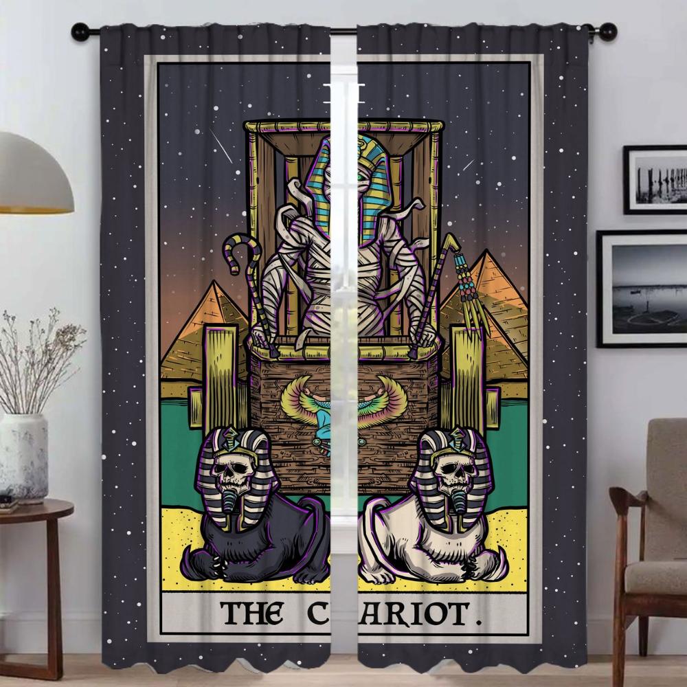 Window Curtain Room Panel Terror Tarot Shades Curtains Child Tulle Bedroom Halloween Decoration Partition Living Polyester Perfect For Master