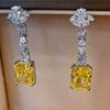 Shinning Yellow Stone Drop Earrings for Women Fashion Elegant Lady Anniversary Ceremony Party Accessories Fancy Jewelry