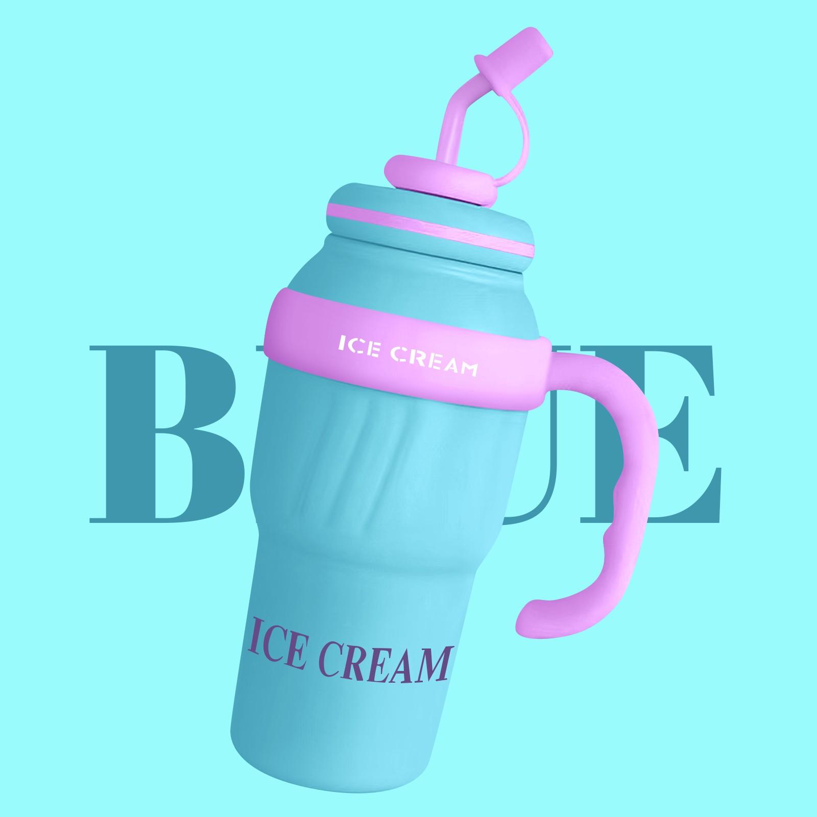 

Автомобильная чашка, 33,8 унции, Северо-Американская новая термоизоляция большой емкости из нержавеющей стали, портативный лед с ручкой One Size небесно-голубой