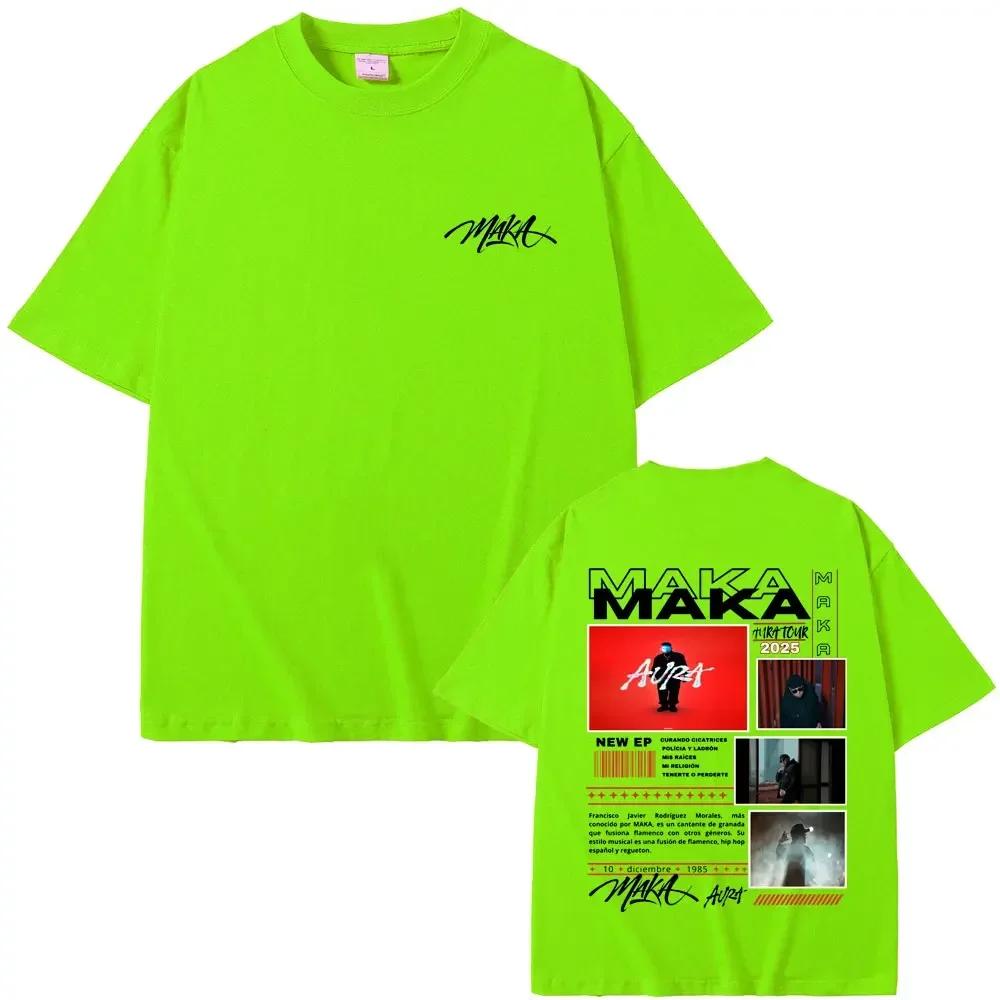 Rapper Maka Aura Concert Tour T Shirt Unisex Wounisex Fashion Hip Hop Tshirt Unisexs Casual Cotton Short Sleeve Tshirt Streetwear Black