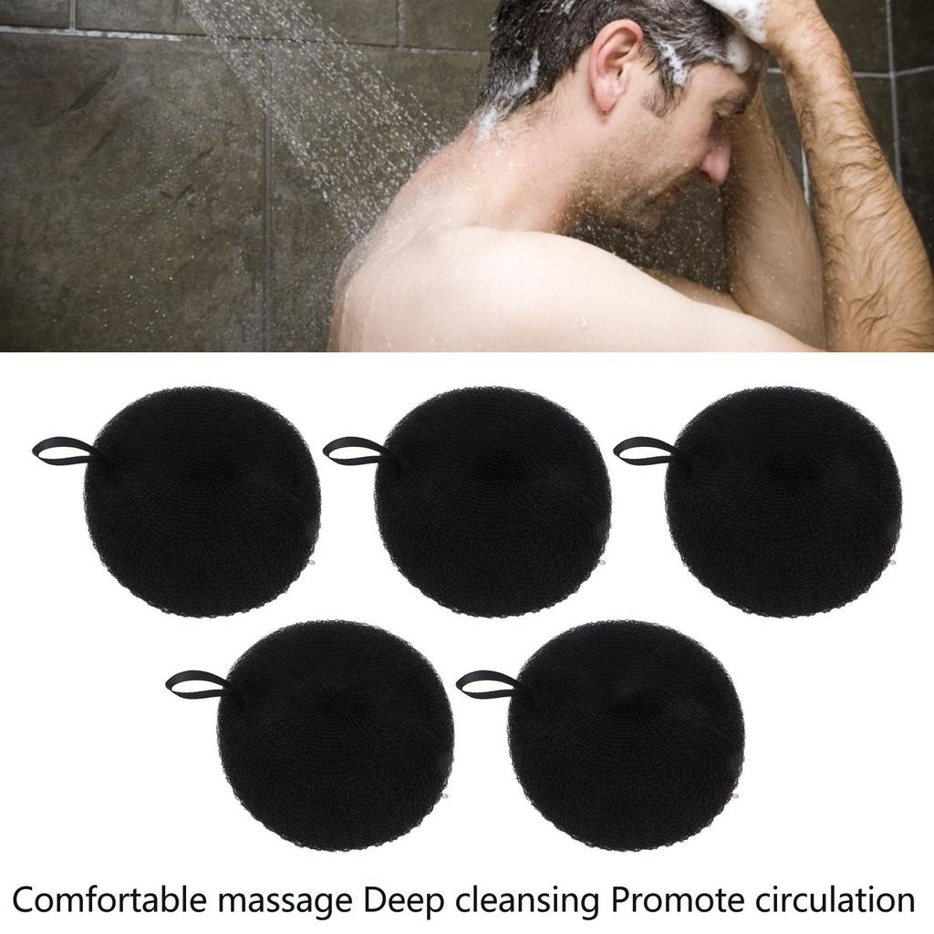 5pcs Bath Shower Loofah Sponge Cleansing Dense Foam Comfortable Massage Body Wash Scrubber