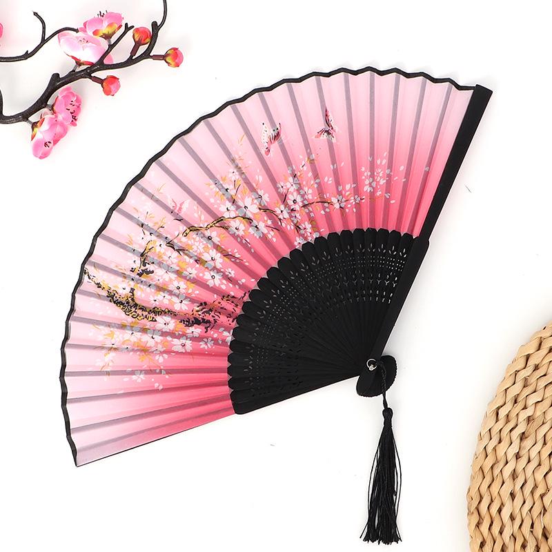 Hanfu skládací vějíř pro ženy inspirovaný japonským a čínským stylem – Scénický tanec bambusový styl