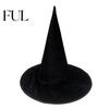 Holiday Festive Headgear Velvet Witch Hat for Halloween Costume, Pointed Wizard Cap with Wide Stage Performance Brim, Dark Fantasy Festival Headwear,