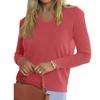 Women's Fashionable Casual V Neck Solid Color Long Sleeve Top