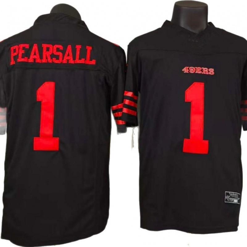 Mens Rugby Jersey Black San Diego Chargers Style Team Uniform Embroidered PEARSALL Cotton Blend