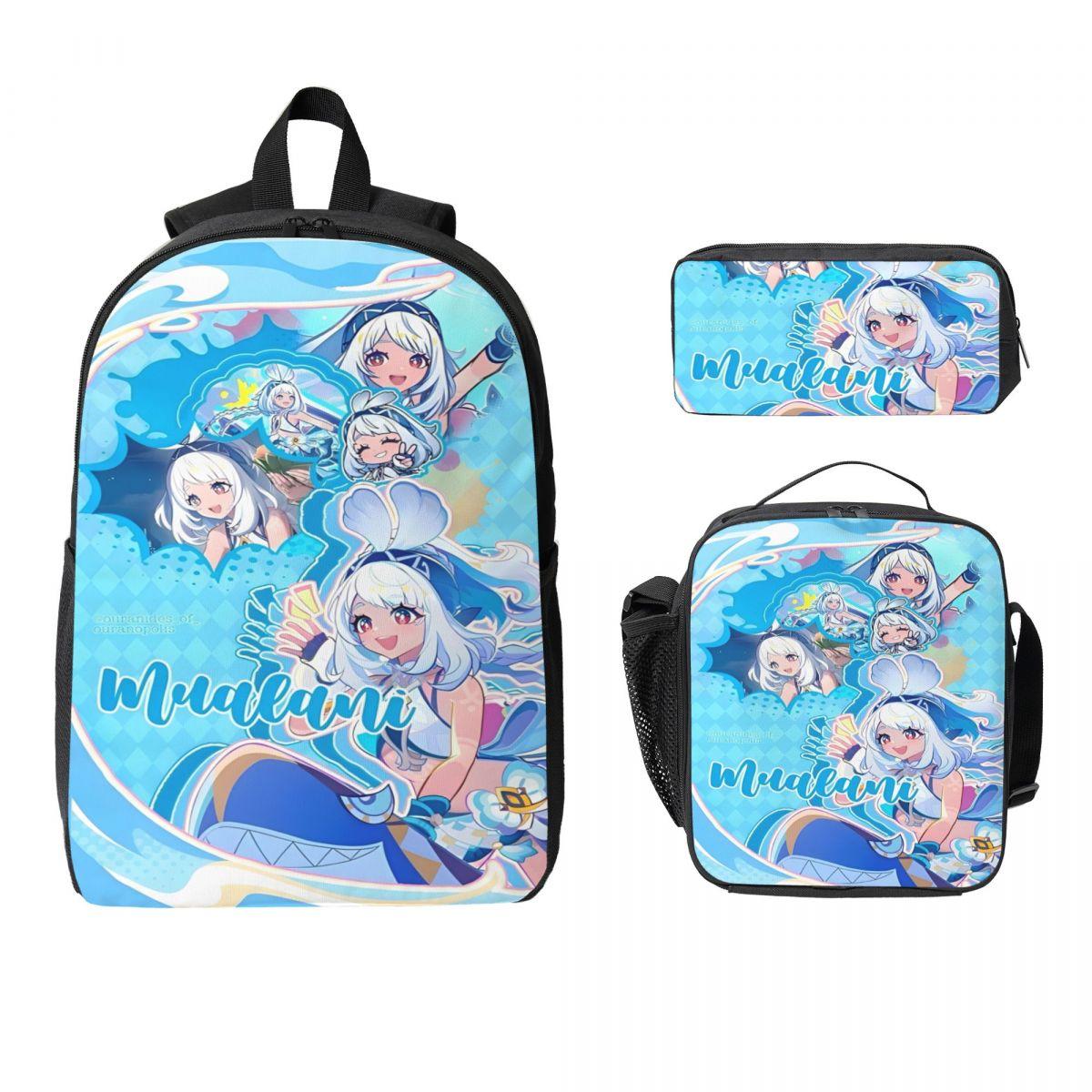 Genshin Impact Sac à dos pour enfants Boîte à lunch Trousse à crayons pour garçons Filles Sacs à dos Grande capacité Sac d'école Sac à dos Ensemble
