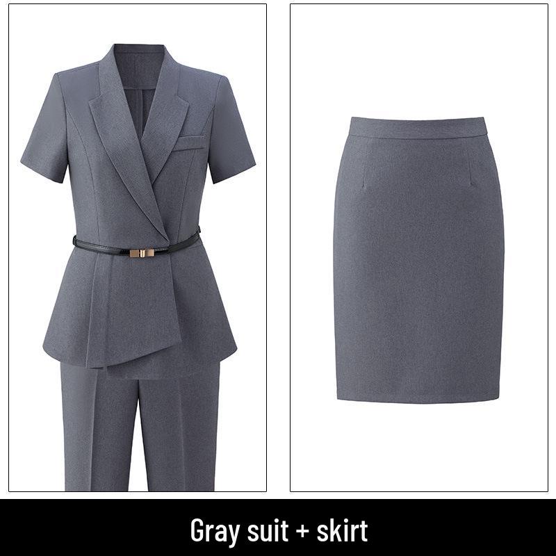 Women's High-End British Style Summer Suit Set - Professional Workwear for Sales Managers