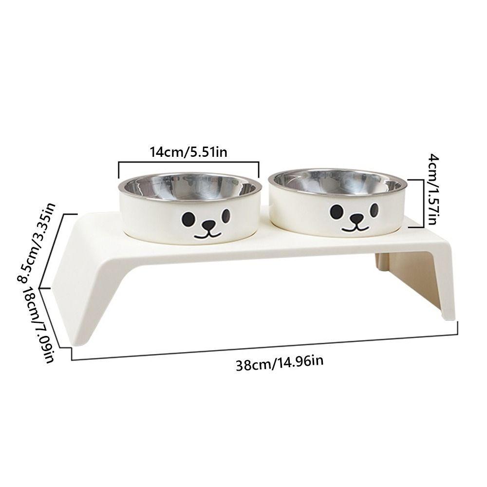 Double Bowl Design Cat Food Plate 8.5cm Lifting Height Pet Feeding Bowl  Pet Supplies