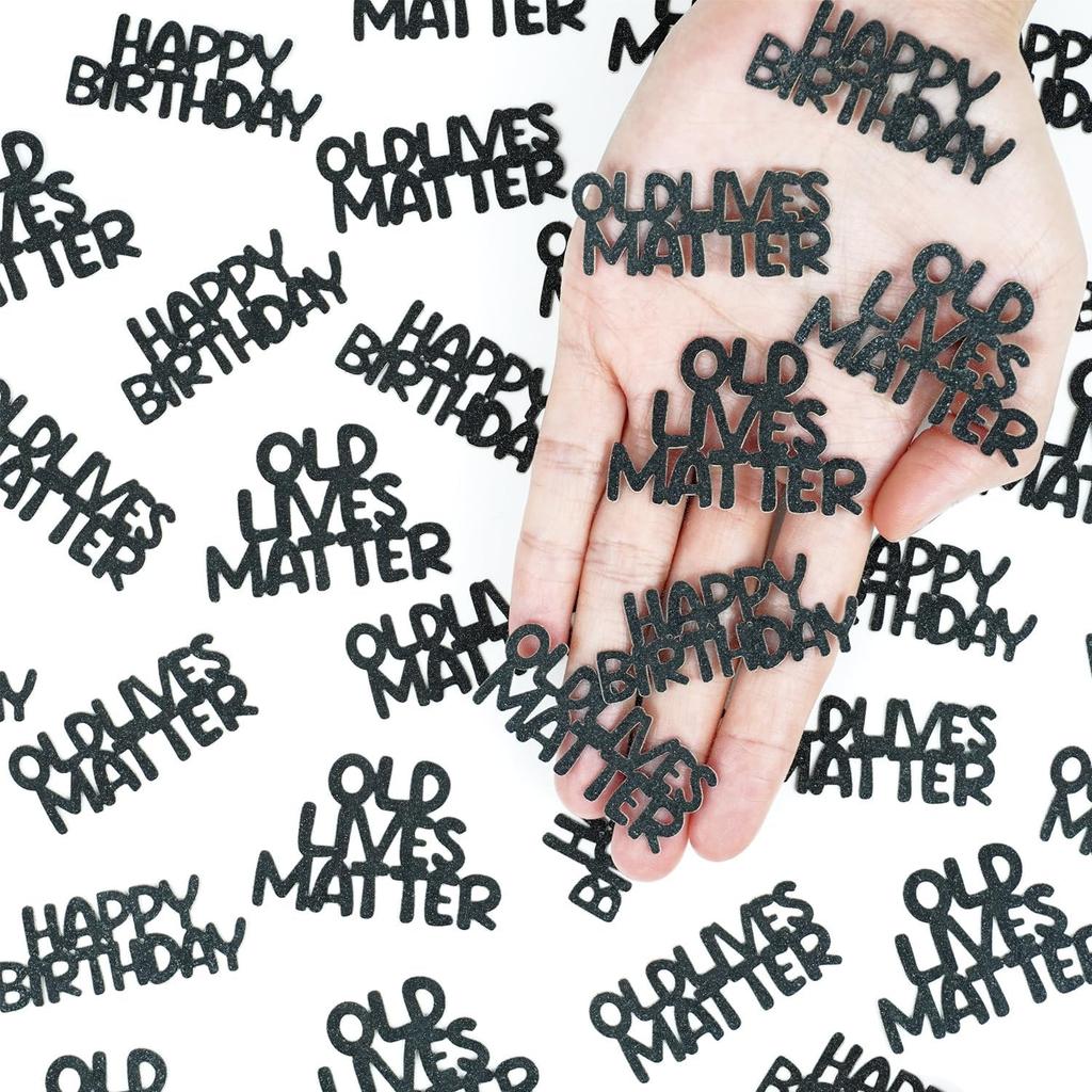 Old Lives Matter Happy Birthday Confetti, Glitter Black Funny Birthday Table Scatters, OLD LIVES MATTER Sprinkling Decorations for Men Women 30 40 50